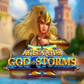 Age Of The Gods: God Of Storms 2 online game logo by Playtech on caseaacasino.com