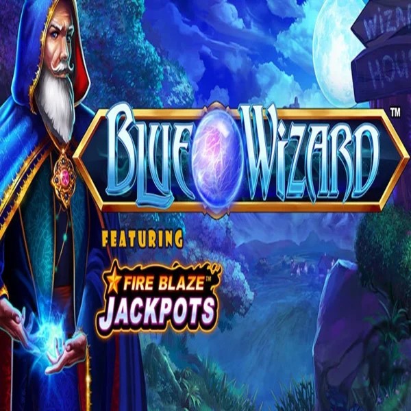 Blue Wizard Fire Blaze Jackpots slot visual from Rarestone Gaming available on caseaacasino.com