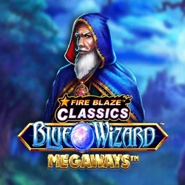 Fire Blaze Blue Wizard Megaways logo by Rarestone Gaming Casea Casino