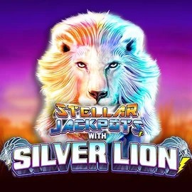 Jackpots logo of Stellar Jackpots with Silver Lion from Lightning Box Game at Casea Casino